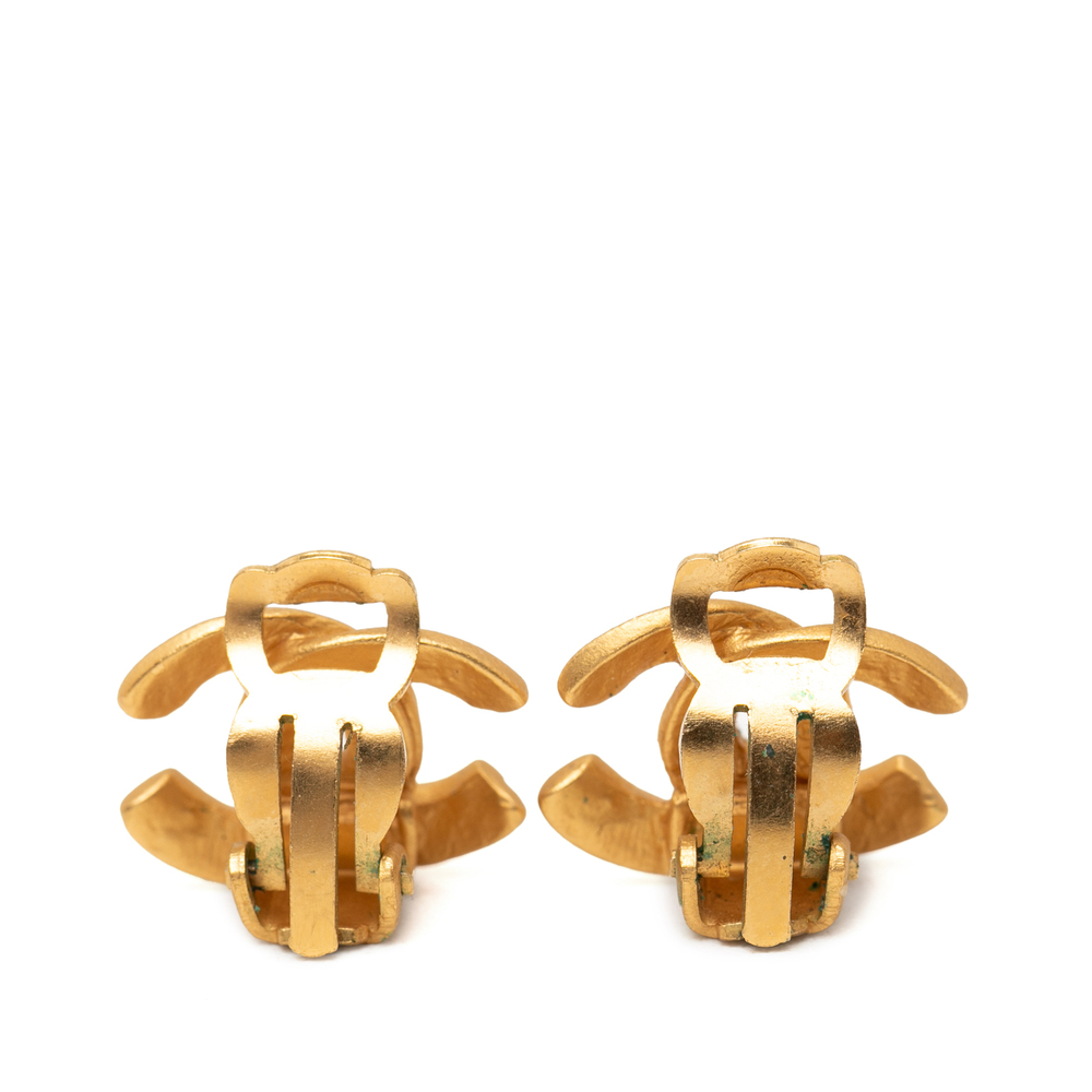 Pre-Loved Chanel Gold Plated CC Clip On Earrings - Picture 2 of 3